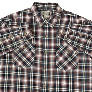 Duluth Trading Button Down Shirt Mens XL Relaxed Fit Brown Plaid Long Sleeve